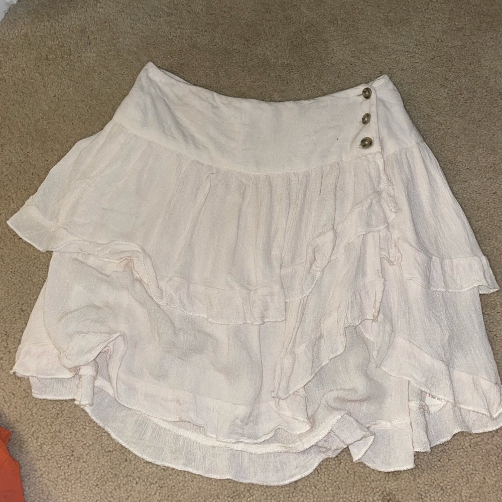 Free people button up cream skirt size small